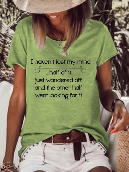 

Lost My Mind Women‘s Casual Shift Cotton-Blend T-shirt, Green, T-shirts