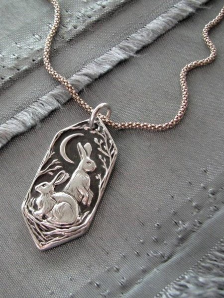 

Retro Simple Forest Rabbit Necklace, As picture, Necklaces