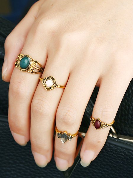 

Retro Simple Four-piece Ring, As picture, Rings