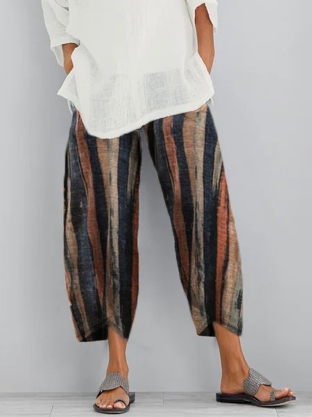 

Strisce Tasche Casuale Pantaloni, Multicolore, Pants