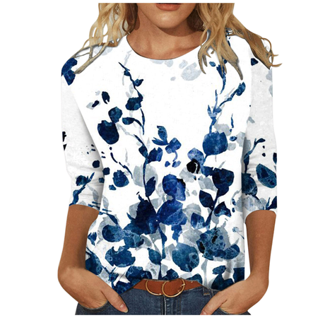 

Crew Neck Shirts & Tops, Blue, Long sleeve tops