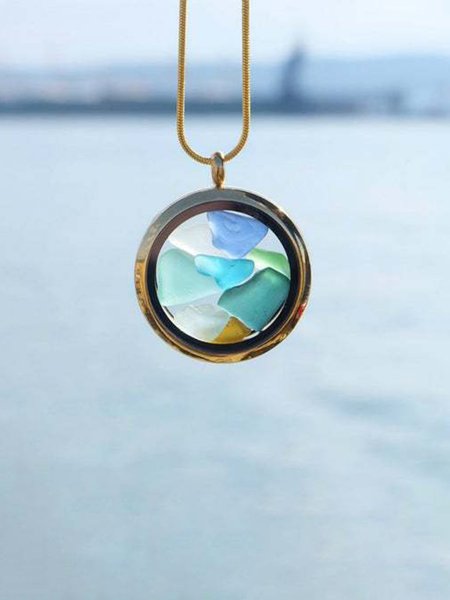 Moda Creativo apribile Rotondo Bicchiere Portafoto Collana, Come immagine, Accessories