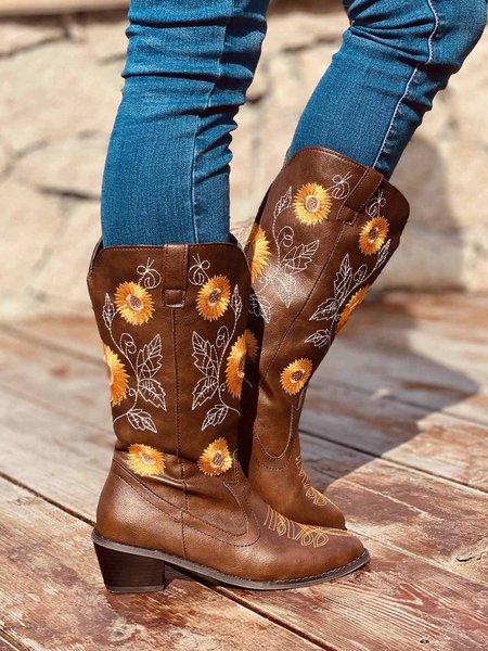 

Sunflower Embroidery Western Cowboy Cowboy Boot, Deep brown, Boots