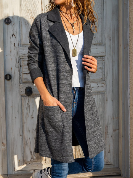 

Casual Winter Solid Acrylic Daily Statement Long sleeve Loose Mid-long Sweater Coat for Women, Deep gray, Outerwear
