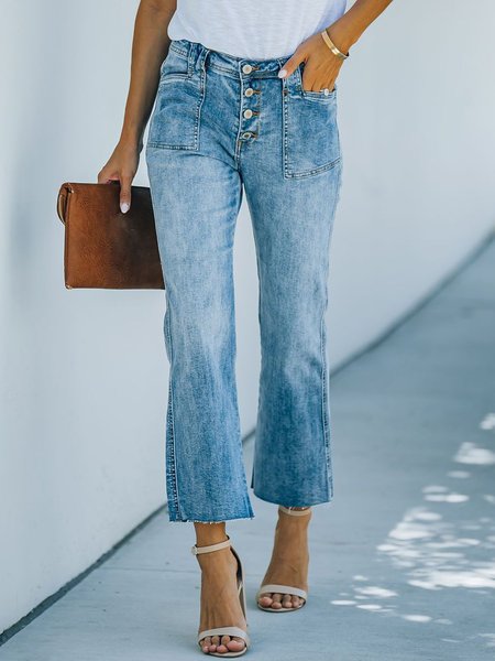

Casual Denim Shift Pants, Light blue, Pants