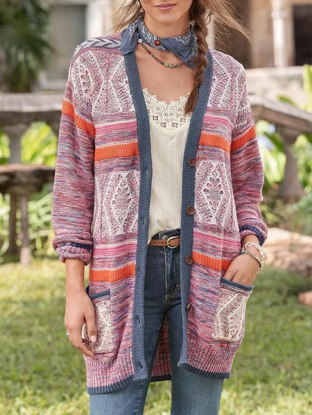 

Acrylic Halter Long Sleeve Casual Outerwear, Light purple, Outerwear