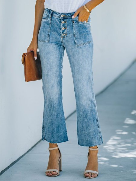 

Casual Denim Shift Pants, Light blue, Pants