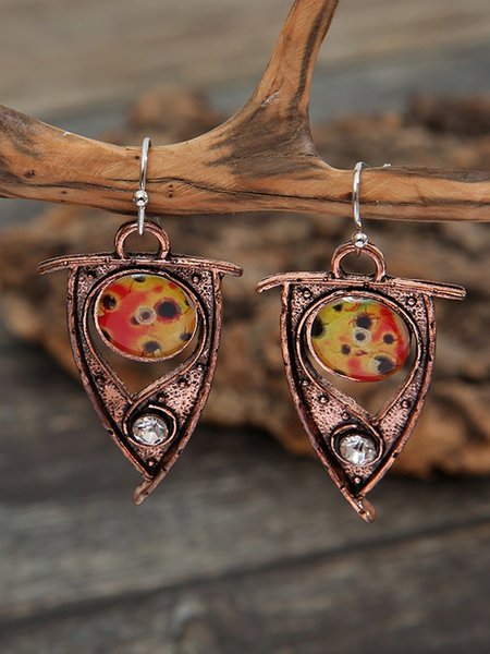 

Retro Water Drop Cutout Rhinestone Earrings, As picture, Earrings