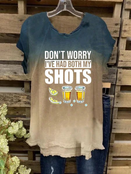 

Misto Cotone Girocollo Maniche Corte Lettera Top, Multicolore, T-Shirts