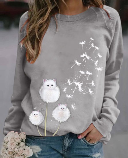 

Animale Casuale Misto Cotone Girocollo Felpa, Grigio chiaro, Hoodies & Sweatshirts