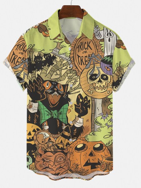 

Halloween Shirt Collar Shirts & Tops, Yellow, Shirts
