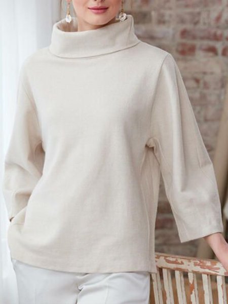 

Stand Collar Vintage Long Sleeve Shirt, White, Blouses and Shirts