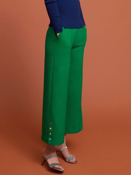 

Solid Shift Daily Pants, Green, Wide Leg Pants