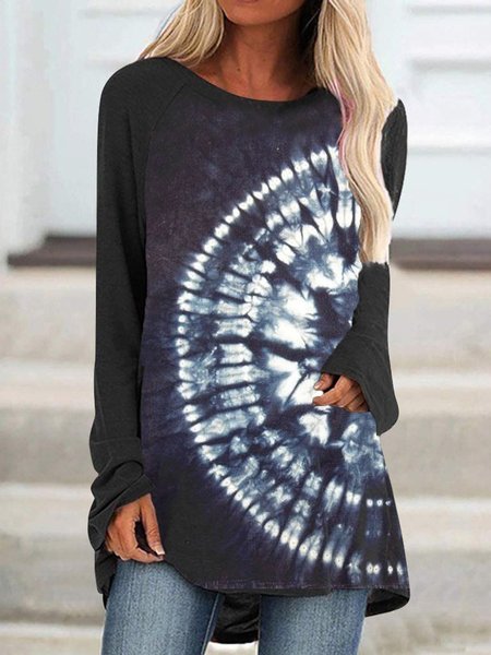

Nero Ombre/Tintura a nodi Stampato Casuale Maniche Lunghe Dritto Camicie & Top, Blouses & Shirts