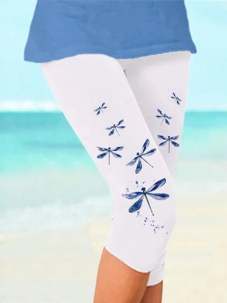 

Casual Plus Size Printed Leggings, White, Leggings