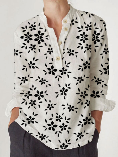 

V Neck Casual Shift Blouse, As picture, Shirts & Blouses