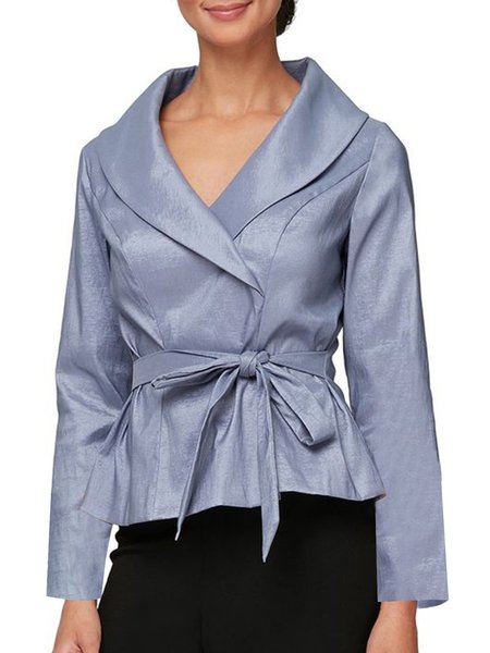 

Shift Shawl Collar Long Sleeve Top, Gray, Blouses and Shirts