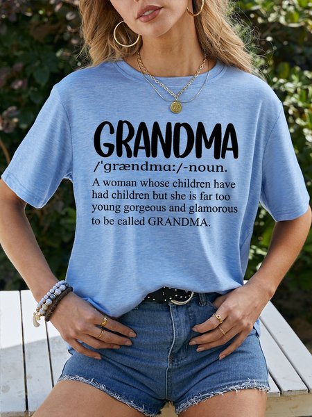 

Grandma Definition Women‘s Casual Short Sleeve Crew Neck Cotton-Blend T-shirt, Light blue, T-shirts