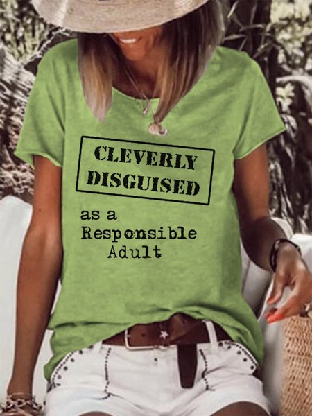 

Responsible Adult Women’s Casual Short Sleeve T-shirt, Green, T-shirts