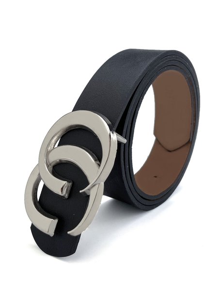 

Simple Retro Alloy Buckle Belt, Black, Belts