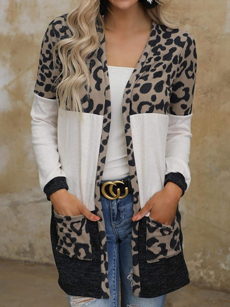 

Color-Block Long Sleeve Outerwear, As picture, Outerwear