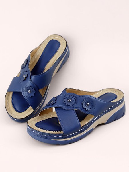 

Three-dimensional Flower Cross-strip Wedge Slipper, Purplish blue, Women Shoes>>Women's Shoes>>Women sandals Slippers