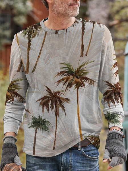 

Men's Long Sleeve Crew Neck Printed T-shirt, Color1, Men's t-shirts