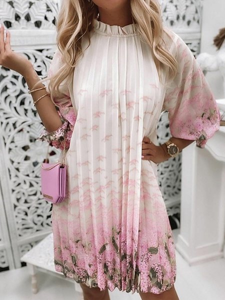 

Abito Bohemian Stampato Floreale, Rosa, Midi Dresses