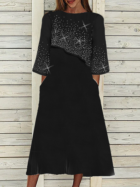 

Abstract 3/4 Sleeve Casual Dresses, Black, Dresses