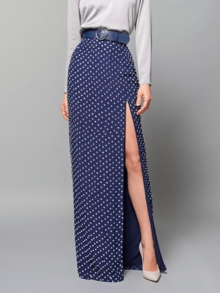 

Spring Fall A-Line Elegant Formal Date Skirts, Royal blue, Maxi Skirts
