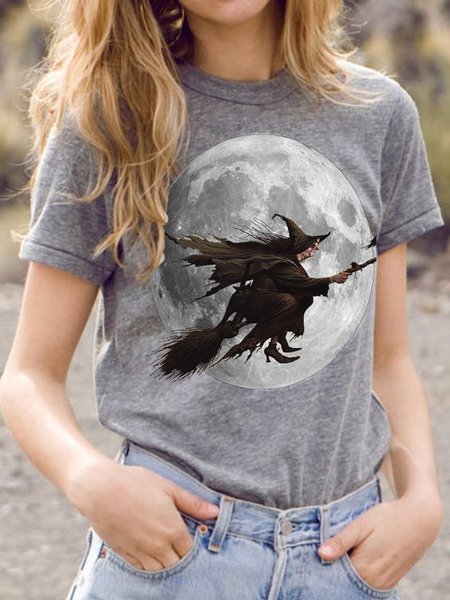 

Hocus Pocus Casual Crew Neck Short Sleeve T Shirt Halloween Top, Gray, T-shirts