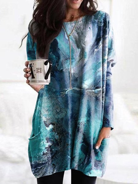

Long Sleeve Floral-Print Boho Shirts & Tops, Blue, Tops
