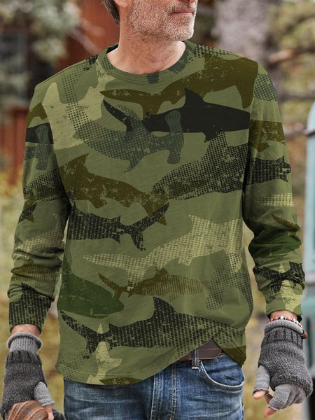 

Men's casual long-sleeved printed T-shirt, Camouflage, Men's t-shirts