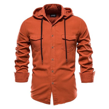 

Cotton-Blend Casual Shirts & Tops, Orange, Men's shirts
