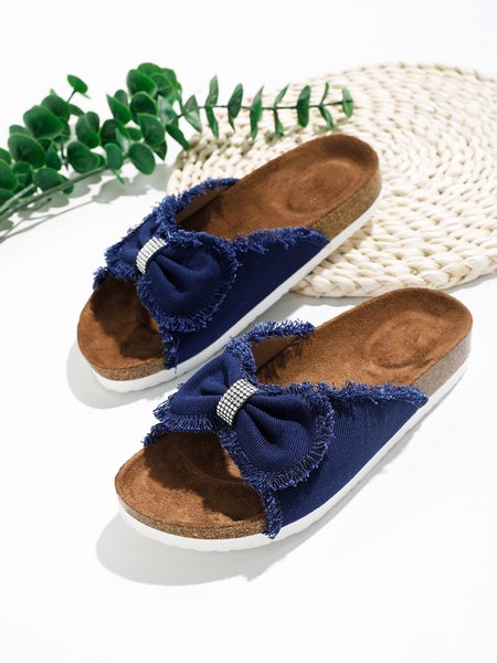 

Rhinestone Bow Denim Slipper, Purplish blue, Women Shoes>>Women's Shoes>>Women sandals Slippers