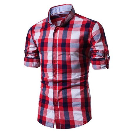 

Cotton-Blend Shirt Collar Shirts & Tops, Red, Men's shirts