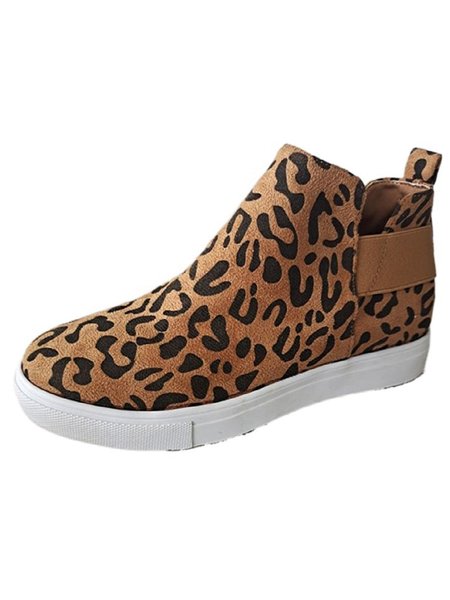 

Leopard Print Inner Heightening Casual Shoes, Flats