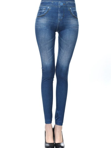 

Vintage Solido Casuale Pantaloni, Blu, Pants