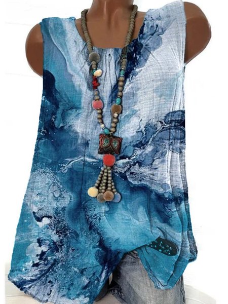 senza maniche Vacanza Top, Blu, Tank Top