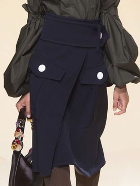 

Elegant Pockets Skirt, Dark_blue, Mini Skirts