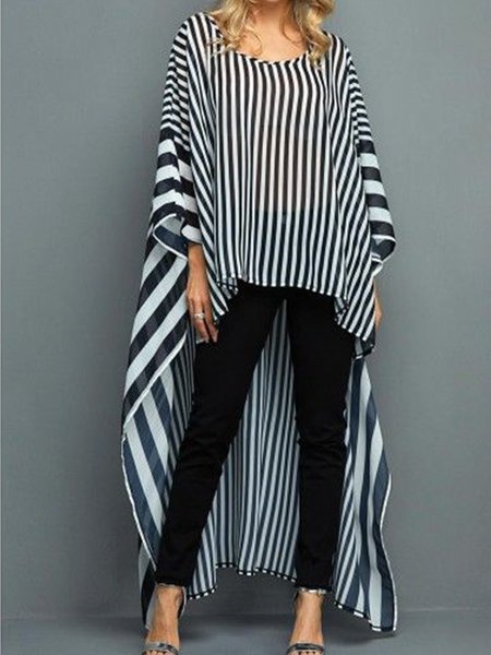 

Shift Long Sleeve Casual Crew Neck Shirt, Black-white, Blouses and Shirts