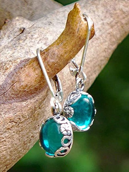 

Vintage Sea Blue Moonstone Earrings, As picture, Earrings
