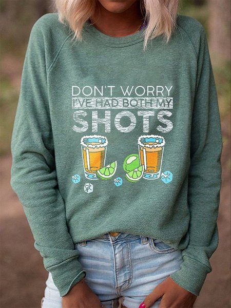 Casual Letter Long Sleeve Sweatshirt, Green, Sweatshirts & Hoodies
