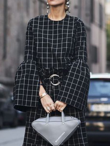 

Work Long Sleeve Crew Neck Top, Black, Blouses and Shirts