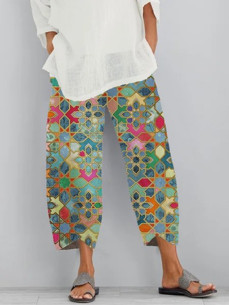 

Casuale taglia grande Stampato Pantaloni, Multicolore, Pants