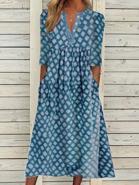 

Basic Half Sleeve Dresses, Blue, Casual Dresses