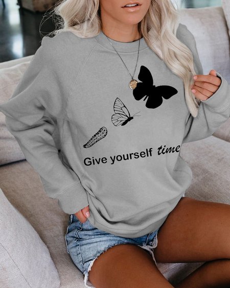

Give Yourself Time Sweatshirt, Gray, Hoodies&Sweatshirts
