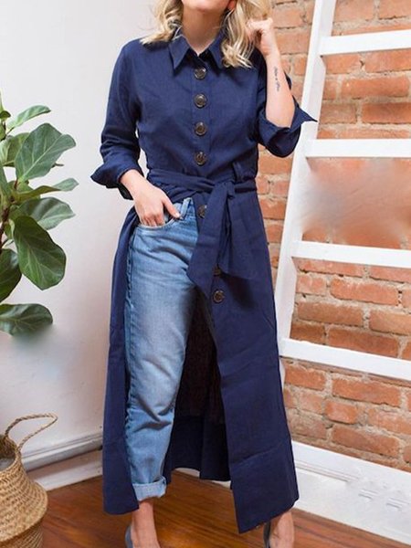 

Shift Long Sleeve Casual Maxi Dress, Blue, Maxi Dresses