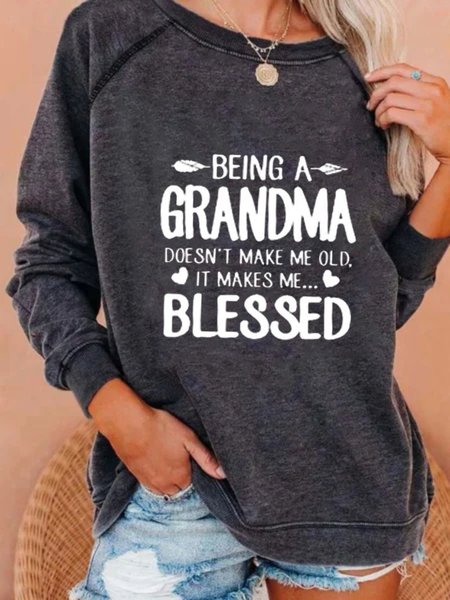 

Long Sleeve Round Neck Plus Size Printed Tops, Gray, Hoodies & Sweatshirts