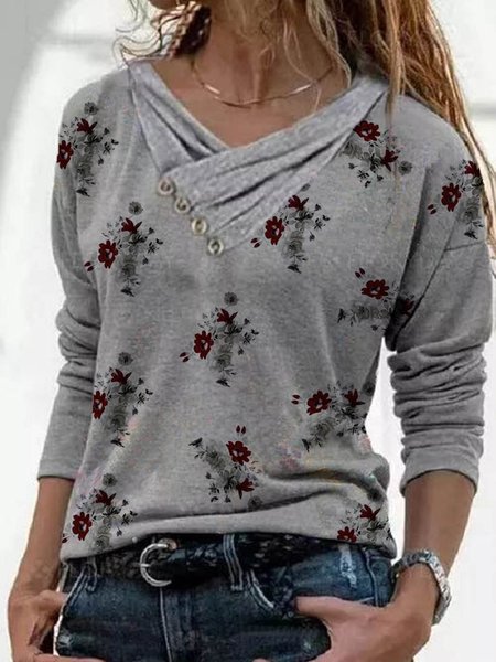 

Cowl Neck Casual Long Sleeve Shirts & Tops, Gray, Long sleeve tops